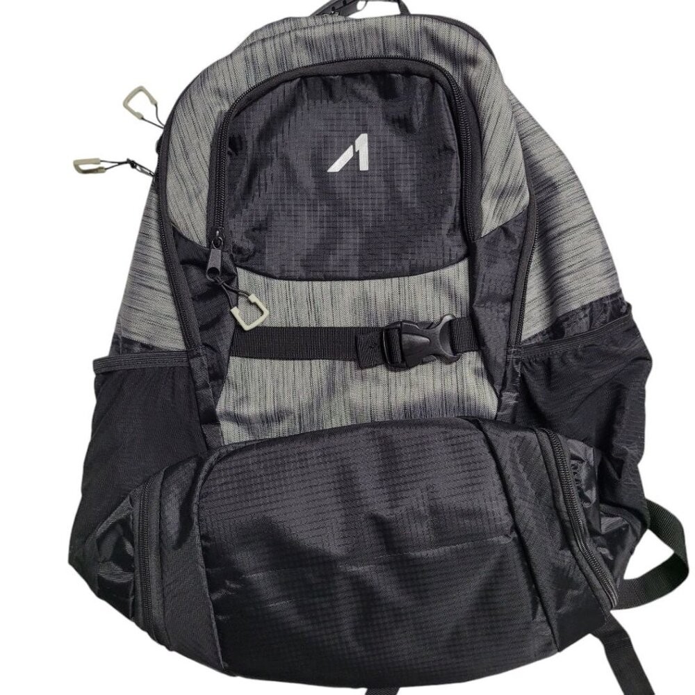 Backpack School Black Gray Padded Pockets Water Bottle Wide‎ Bottom